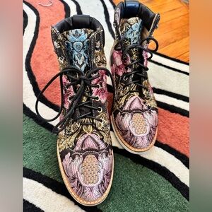 Shellys London Erin Brocade Black Suede Embroidered Boots US Size 7.5